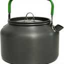 Camping Kettle, 1.8L Lightweight Aluminum Alloy Portable Tea Kettle with Heat-Resistant Green Handle & Carry Bag, Fast Boiling Water Pot for Coffee, Hiking, Picnic and Outdoor Camping