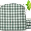 Geetery D-Shaped Checkered Chair Cushion for Dining 17"x16"x2" Thick Buffalo Plaid Non-Slip Chair Pad with Ties and Removable Cover for Home Outdoor Patio Room Indoor Seat Cushion (Sage Green)