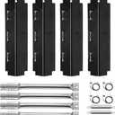 Criditpid Grill Replacement Parts for Charbroil 461442114 463441312 463441514, Porcelain Steel Heat Plate Shields, Burner Tubes, Crossover Tube & Ignitors Kit for Char-Broil 463440109 Gas Grill.