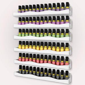 YMVV 6 Pack Nail Polish Wall Mounted Shelf,15 Inch Nail Polish Floating Shelves for 66-90 Bottles Multi-Purpose,Ideal Gift, Great Display for Salons Retailers,Pink
