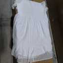 Women Plus Size Square Neck Puff Sleeve Babydoll Summer Chiffon Swiss Dot Flowy Short Smocked Dress, White(short Sleeve), 19 Plus 