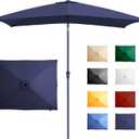 Ayge 6.5x10FT Rectangular Patio Umbrella Outdoor Table Umbrella w/Push Button Tilt & Crank Rectangle Market Umbrella UV Protection for Garden,Deck,Lawn,Yard & Pool,Navy