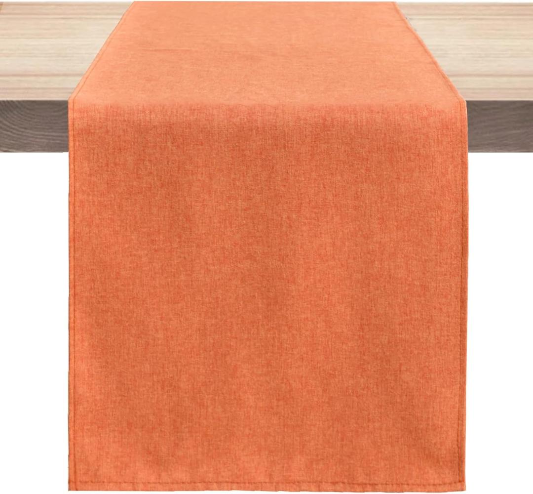 Table Runner 13 x 90 Inches Long, Cotton Linen Farmhouse Style Grey Table Linen for Kitchen Dining Coffee Table Parties Wedding Home Decor (Fall-Orange, 13” x 90”)
