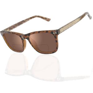 Bifocal Reading Sunglasses Men Clear Top Acetate Frame Sun Readers with Metal Core Wire UV Protection Spring Hinge