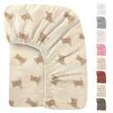 52x28 Inches Muslin Crib Sheets Fitted Crib Mattress Sheet for Baby Girls & Boys, 100% Cotton, Soft Boho Neutral Toddler Bedding Bed Sheets Fits Well Standard Size Crib Mattress 28x52 Inches (E - Teddy Bear)