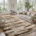 8x10 Ft Fuzzy Rugs for Living Room,Khaki Neutral Bedroom Area Rug Non-Slip,Carpet for Nursery Kids PlayRoom Indoor Modern Plush Carpets