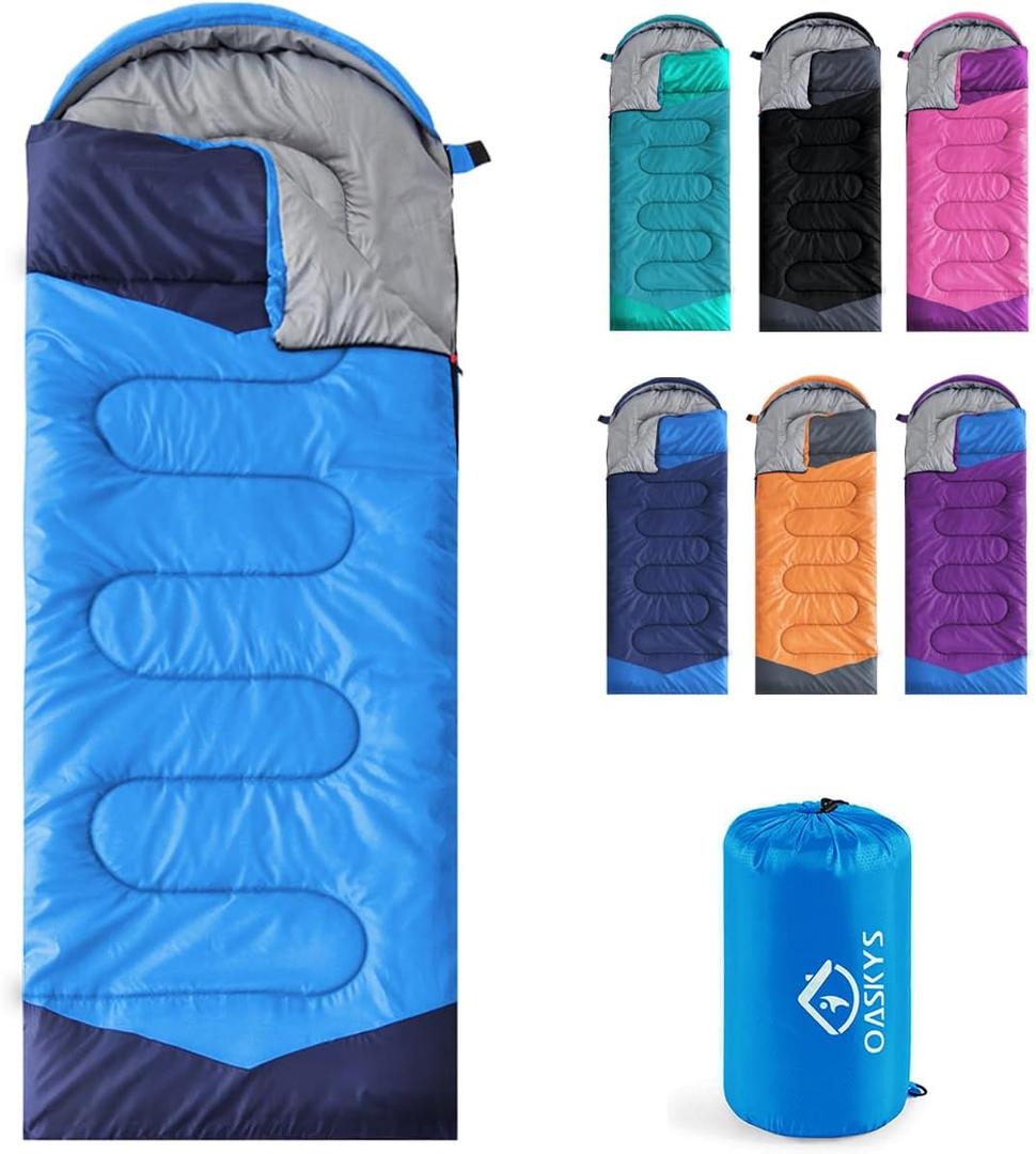 oaskys Camping Sleeping Bag - 3 Season Warm & Cool Weather - Summer Spring Fall Lightweight Waterproof for Adults Kids - Camping Gear Equipment, Traveling, and Outdoors