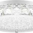 Crystal Chandeliers Flush Mount LED Ceiling Light Fixture, 5000K Daylight White Super Bright 1980LM 11-Inch Non-Dimmable Farmhouse Kitchen Light Modern Ceiling Lamp for Bedroom Bathroom Nursery
