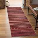 Keen Home Design 2x7 Rug - Machine Washable Runner Rug with Non-Slip Backing, Ideal for Hallway, Entryway, Kitchen, Laundry Room - Vintage, Easy Clean, Durable, Low Pile Rug - (2'6" x 7') (Burgundy)