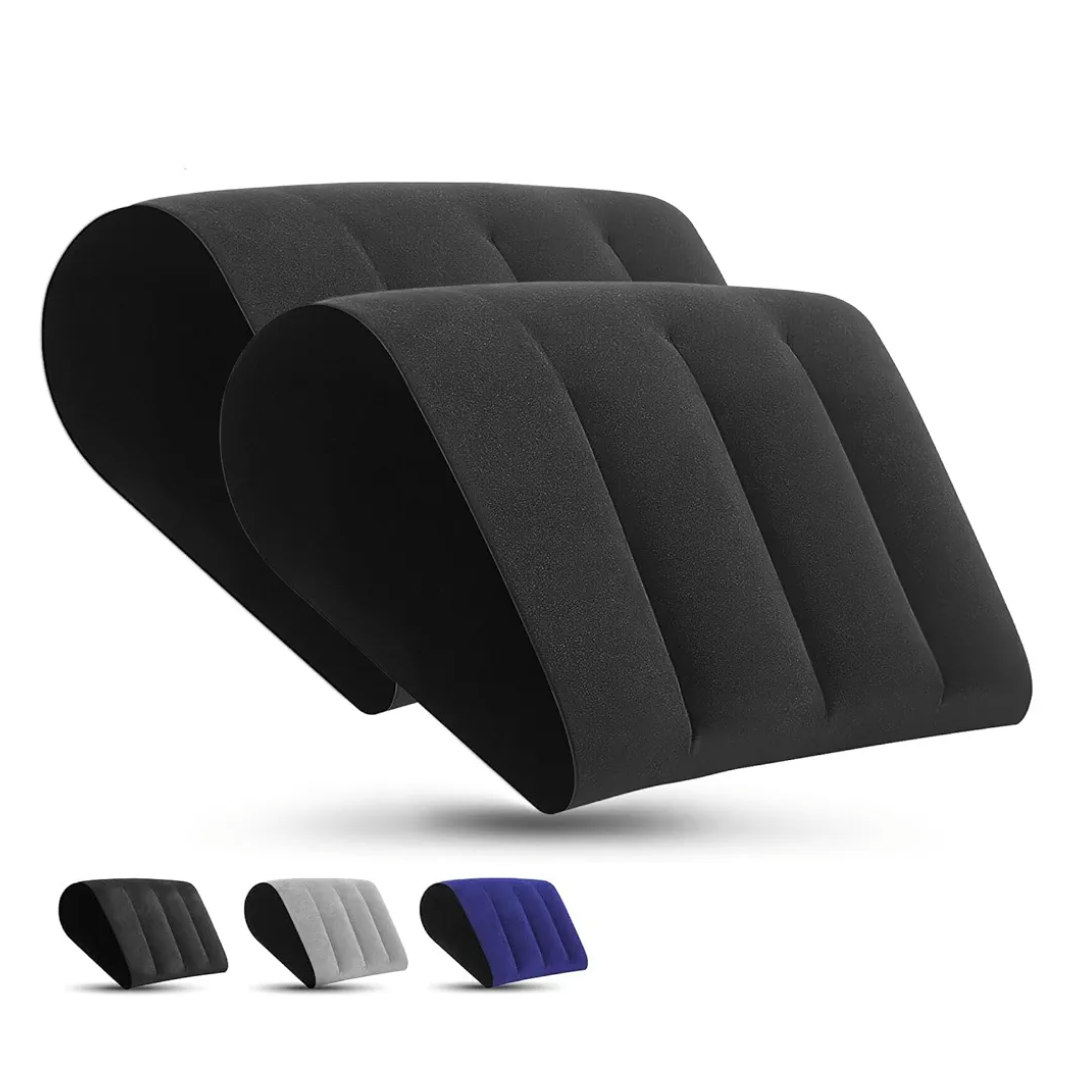 Portable Inflatable Wedge Pillow for Sleeping - Pack of 2 Body Positioner for Body Support, 18in Adjustable Camping Cushion, Lightweight Bed Back Elevation Partner Traveling Pillows, Fast Inflation Wedges, Black
