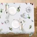 Jungle Safari Animals Rectangle Tablecloth 60 x 84 Inches, Tropical Wild Palm Leaves Decorative Dining Table Cloth, Botanical Dinner Tablecover Kids Baby Shower Birthday Party Picnic Decoration