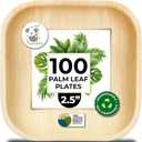 Palm Leaf Plates Bamboo Paper Disposable 2.5 Inch Small Mini Sushi Square Party Plates 100 Pack Bulk Biodegradable Compostable Elegant Alternative To Wooden Plastic Plate By KoalaLove