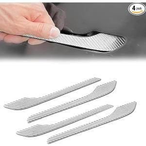 Door Handle Wrap Cover Compatible with Tesla Model 3 Model Y 2025 2024 2023 2022 2021 Carbon Fiber Accessories Door Panel Covers Exterior Sticker Trim Protector Decorations Kit Decor (Silver)