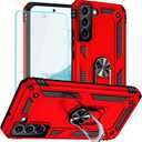 for Galaxy S22 Case: Samsung Galaxy S22 Case with HD Screen Protector - Military Grade Protective Cases with Ring for Samsung S22(Red)