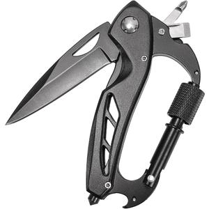 6-in-1 Multitool EDC Carabiner with Folding Knife, Bottle Opener, Window Breaker & Screwdrivers - Survival Gear for Camping, Hiking, Emergency - Stocking Stuffer Gift for Men