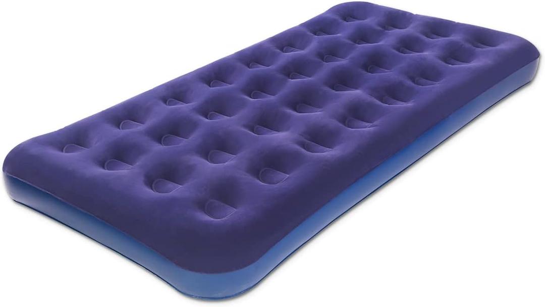 Twin Size Air Mattress for Inflatable - Portable Blue Blow Up Mattresses with Flocked top - Single Foldable Air Bed for Tent Camping Home Travel Backpacking (Navy)