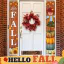 Ctosree 4 Pcs Thanksgiving Porch Banner Sign Happy Fall Y'all Banner Backdrop for Autumn Decoration Home Outdoor Garden Fence Yard Lawn Porch Decor