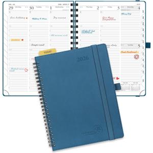 POPRUN 2026 Planner (Medium - 6.5'' x 8.5'') with Hourly Schedule, Vertical Layout - 2026 Weekly Calendar (Jan. 2026 - Dec.2026) for Time Management, Monthly Tabs, Spiral Bound, Soft Cover - Night Sky Blue