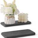 2PCS Water Absorbing Stone Tray, Natural Diatomaceous Earth Stone Sink Mat, Quick Dry Dish Soap Dispenser Sponge Holder, Dark Gray