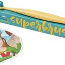 SuperMouth® SuperBrush Jr.® Kids Manual Toothbrush – Soft Patented SuperBristles® Clean Baby Teeth 30X Better, Gentle Plaque Removal, Augmented Reality Teaches Proper Brushing, Color: Sunshine Smile