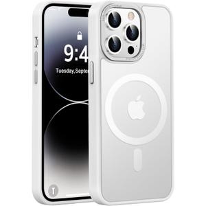 Newfuture Designed for iPhone 14 Pro Max Case with Magnetic [13 FT Military Drop Protection] [Compatible with Magsafe] Slim Translucent Matte Shockproof with AntiFingerprint Phone Case, Frosted White