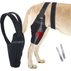 Dog Knee Brace for Torn ACL Hind LegAdjustable Support Dog Leg Brace for Back Leg for Luxating Patella, Ligament Injuries, CCL, Reduces Pain for Small Dogs (Black, Right Leg, S)