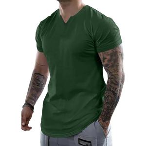 Dokotoo Men Mens Henley Shirts Short Sleeve Summer Casual V Neck Cotton Tee Shirts (L)