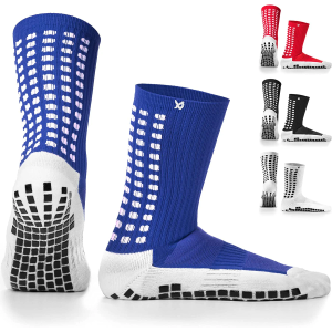 LUX Anti Slip Soccer Knee Socks,Non Slip Football/Basketball/Hockey Sports Grip Socks Blue