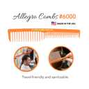 Allegro Combs 6000 Wide Tooth Teasing Lift Vented Hair Combs Space Tooth Barber Stylist Curly Hair Parting Made In The USA 6 Pcs. (Neon Orange)
