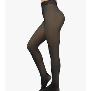 KBVOT Fleece Lined Tights Women Pantyhose Leggings Sheer Warm Thermal Thick Fake Translucent Tights for Winter Size XS