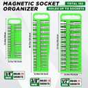 6 Pcs Magnetic Socket Organizer Holder Case Rail Rack for 1/2'', 3/8 '', 1/4'' Drive, Securely Holds 152 Sockets (Black,Green)