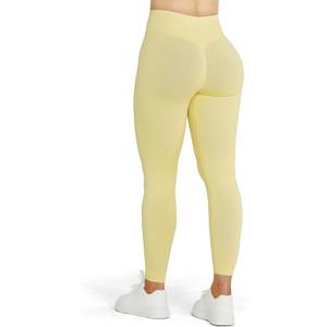 NVS Workout Leggings for Women Scrunch Seamless Impact Leggings High Waisted Tummy Control Butt Lifting Gym Yoga Pants (Small, Yellow)
