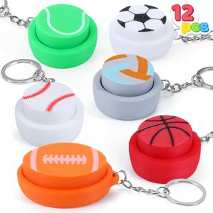 JOYIN 12 Pcs Sports Balls Fidget Clicker Toys, 3D Printed Sensory Toy Clicker Keychain Fidget Toys for Relief Stress Autism Hyperactivity, Kids Adults Birthday Gifts Goodie Bags Stuffers