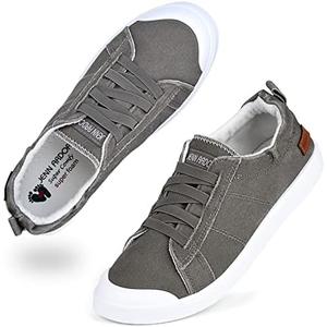 JENN ARDOR Women's Canvas Sneaker Slip-ons Loafers Shoes for Womens Fashion Casual Canvas Round Toe Soft Comfortable Walking Flats, 9,5