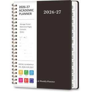 Planner 2026-2027, Weekly and Monthly Academic Year Calendar Planner, July 2026 - June 2027, Daily Agenda Book for Office School Supplies, A5(6.3'' x 8.5'')