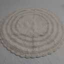 DII Crochet Collection Reversible Bath Mat, Round, 27.5" Diameter, White