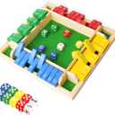 Shut The Box Dice Game 12 Inch Upgraded 2-4 Player Wooden Dice Game Math Addition Games Close The Box Family Wooden Dice Board Game for Kids Adults, Tabletop Version for Classroom, Home, Party or Bar, 12X12X1.8 Inches