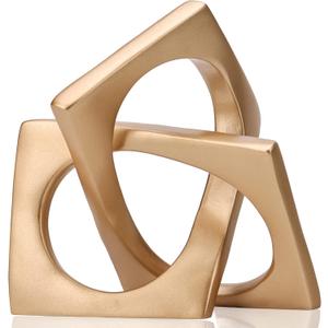 Modern Geometric Sculpture Gold Knot Statue Decor, Home Gold Bookcase Centerpiece jax Decorative, Geometric Tabletop Sculpture and Figurines, For Golden Home Decor Accent, Cube Decorative Ornaments