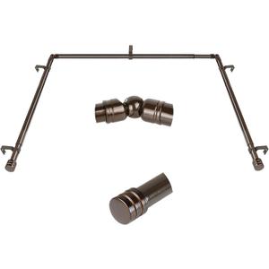 Bay Window Curtain Rods, HOTOZON 7/8 Inch Heavy Duty Curtain Rods for Bay Windows 48-84 Inch(Center Rod), 32-58 Inch Side Rods for Windows, Decorative Drapery Rod with End Cap Finials, Antique Bronze