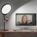 10W 12" Ring Light with Desk Stand & Phone Holder, Dimmable 360 Rotatable LED Full Screen Computer Lamp for Zoom Meetings, Streaming, Gaming, TikTok,YouTube,Videos with Night Light Mode