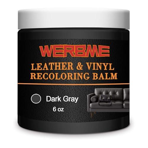 WERBME Leather Recoloring Balm & Color Restorer - Multipurpose Dye & Paint for Faded Leather Couches, Car Seats, Shoes | Fix Scratches on Clothing, Furniture & Accessories(Dark Gray)