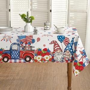 Horaldaily 4th of July Tablecloth 60x120 Inch, Patriotic Truck Watercolor Flag Independence Day Memorial Day Table Cover for Party Picnic Dinner Decor
