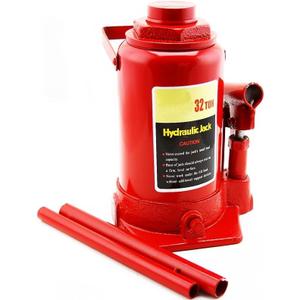 32-Ton Hydraulic Bottle Jack Low Profile Automotive Shop Lift Truck Bus Car RV Auto, Red