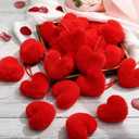 Seenelling 24 Pcs Furry Heart Ornaments for Tree Furry Heart Hanging Decorations DIY Fuzzy Fluffy Crafts Gift for Home Party Decor(Multi Color)