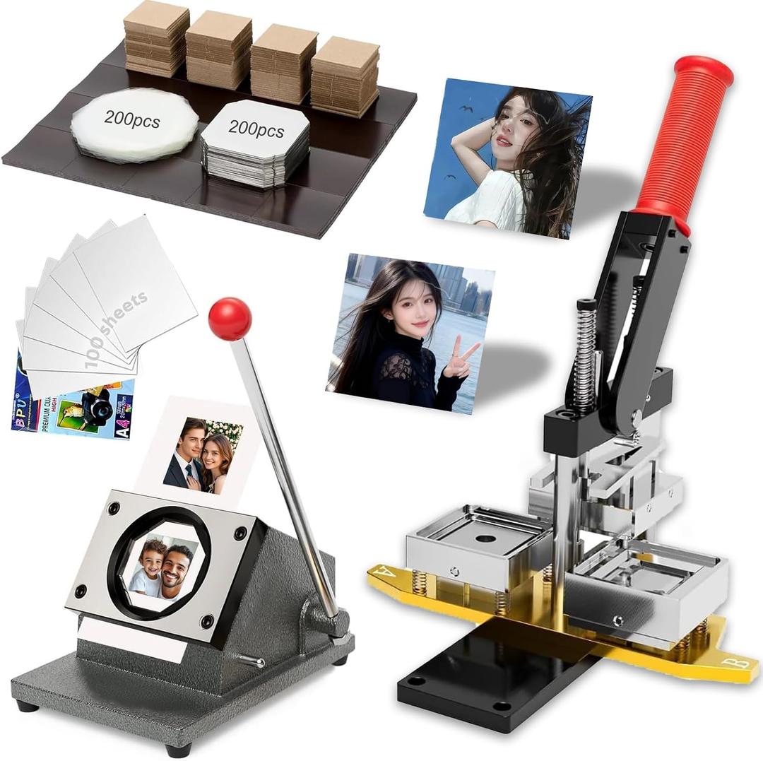 2x2in Square Photo Magnet Maker Machine - Friendly for All Skill Levels
DIY Fridge Magnets Making Kit, Includes Press + Paper Cutter + 200pcs Materials + 100 Photo Paper