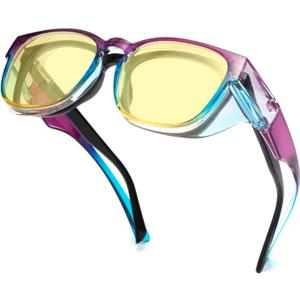 LianSan Safety Glasses Over Eyeglasses for Women - Anti-Fog Goggles Fit Over Prescription Eyewear for ANSI Z87.1 Certified (Multicolor/Yellow)