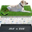 Reusable Dog Loo System with Artificial Grass Turf&Pee Pads&Tray, for Puppy Potty Training is Portable&Easy to Clean,35x23in Large Dog Litter Box Toilet for Indoor/Outdoor use