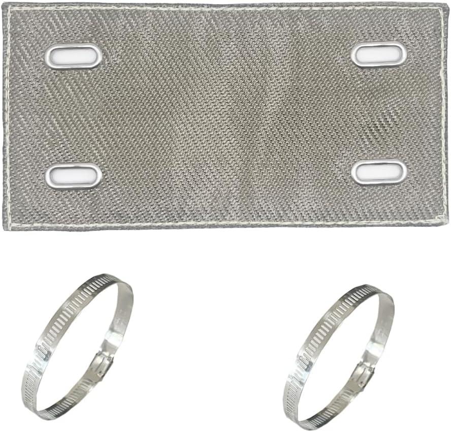 4" x 8" Exhaust Heat Shield Titanium Pipe Heat Shield with Stainless Steel Clamps Two-Layer Material Design Heat Protection up to 1350F Protects Heat Sensitive Components, Hoses, Lines