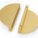 Peaha 4 Pack Half Moon Matte Gold Cabinet Pulls Brushed Brass Drawer Pull Kitchen Handles with Aluminum Alloy 3inch Hole Centers (Hole Center:76mm(3in))