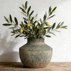 Ceramic Flower Vase, 5.5 Inch Small Flower Rustic Vase, Decorative Vase Short Pottery Vase for Home Decor, Living Room, Entryway, Table, Shelf